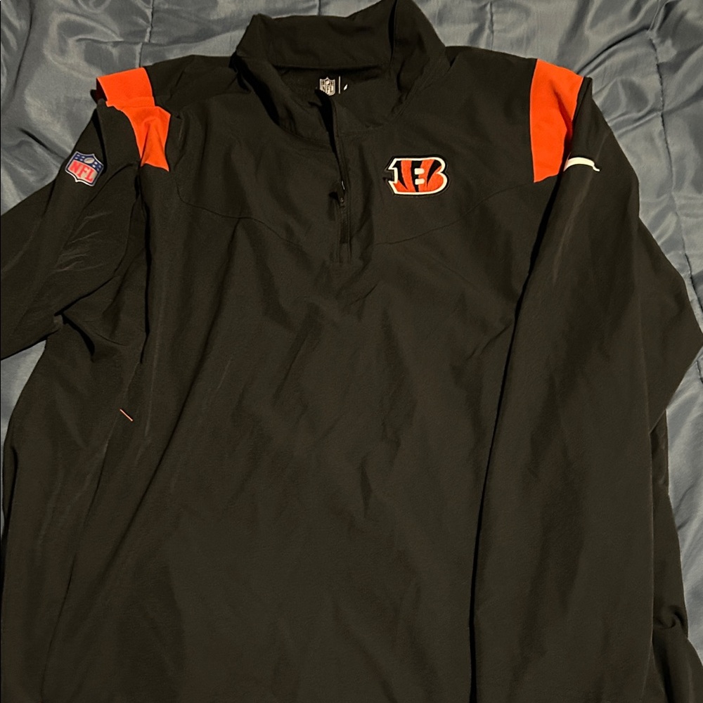 Nike Black and Orange NFL Pullover